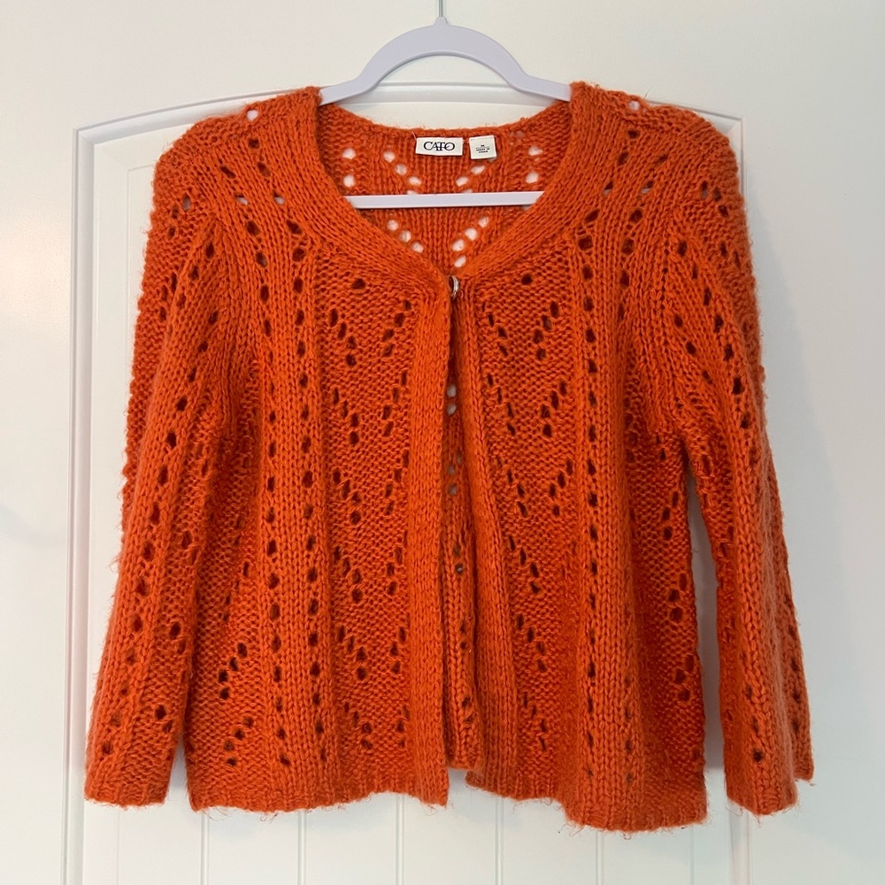 Vintage 90’s Orange Knit Sweater Cardigan